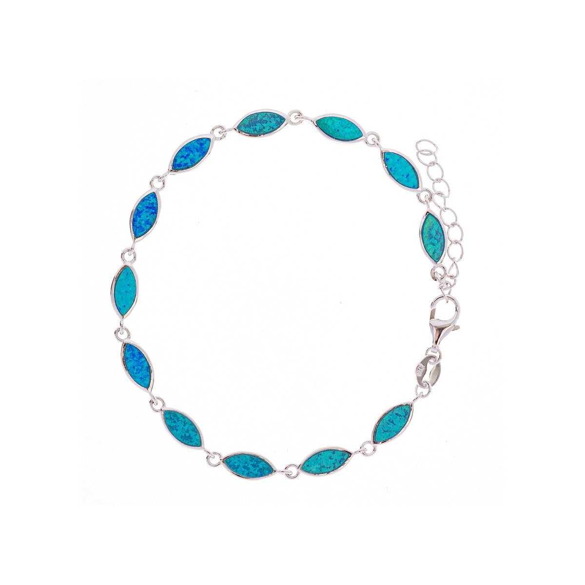 Srebrna bransoletka 925 Błękitne Łezki Opale