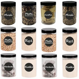 Pojemniki na żywność słoik kuchenny na makaron 750ml 12 sztuk + etykiety - Pojemniki kuchenne - miniaturka - grafika 1