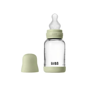BIBS BUTELKA SZKLANA ze smoczkiem antykolkowym z silikonu medycznego, pojemność 120 ml, SAGE - Butelki dla niemowląt - miniaturka - grafika 1