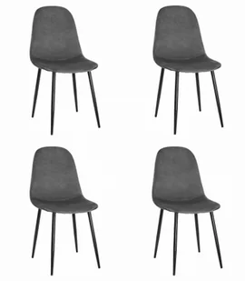 Krzesło tapicerowane COMO ciemnoszare aksamit 4 szt. czarne nogi loft - Krzesła - miniaturka - grafika 1