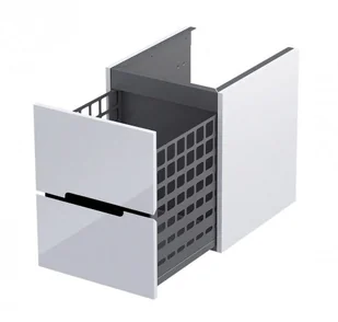 Oristo Szafka wisząca boczna niska SILVER UNI 40 cm z koszem, BIAŁY POŁYSK, LISTWA CZARNY OR33-SN1S-40-1-V6 - Szafki łazienkowe - miniaturka - grafika 1