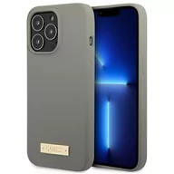 Etui i futerały do telefonów - Etui Guess do iPhone 13 Pro Max 6,7" szary/grey hard case Silicone Logo Plate MagSafe - miniaturka - grafika 1