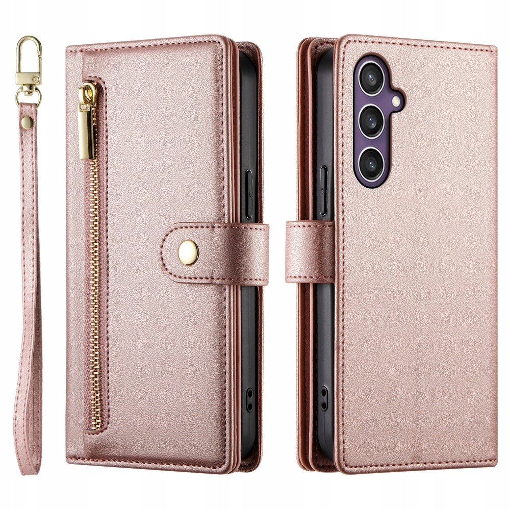 Etui z klapką do Galaxy S25+ Plus, Wallet Zipper Pocket Portfel, Obudowa