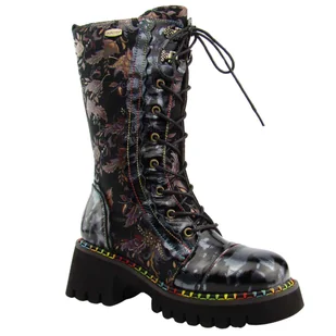 Laura Vita Wysokie botki damskie workery skórzane OYAO 02 ACIER czarne - Botki damskie - miniaturka - grafika 1