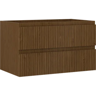 Mexen Rivel szafka łazienkowa podumywalkowa 80 cm, 2 szuflady, ryflowana , orzech - 91A20-08047-2-BFF86 - Szafki łazienkowe - miniaturka - grafika 1