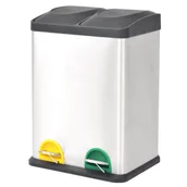 Kosze na śmieci - vidaXL Kosz do segregacji śmieci z pedałami, stal nierdzewna, 2 x 18 L vidaXL - miniaturka - grafika 1