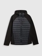 Kurtki i kamizelki sportowe męskie - 4F Kurtka softshell wiatroodporna membrana 5000 męska - czarna M - miniaturka - grafika 1