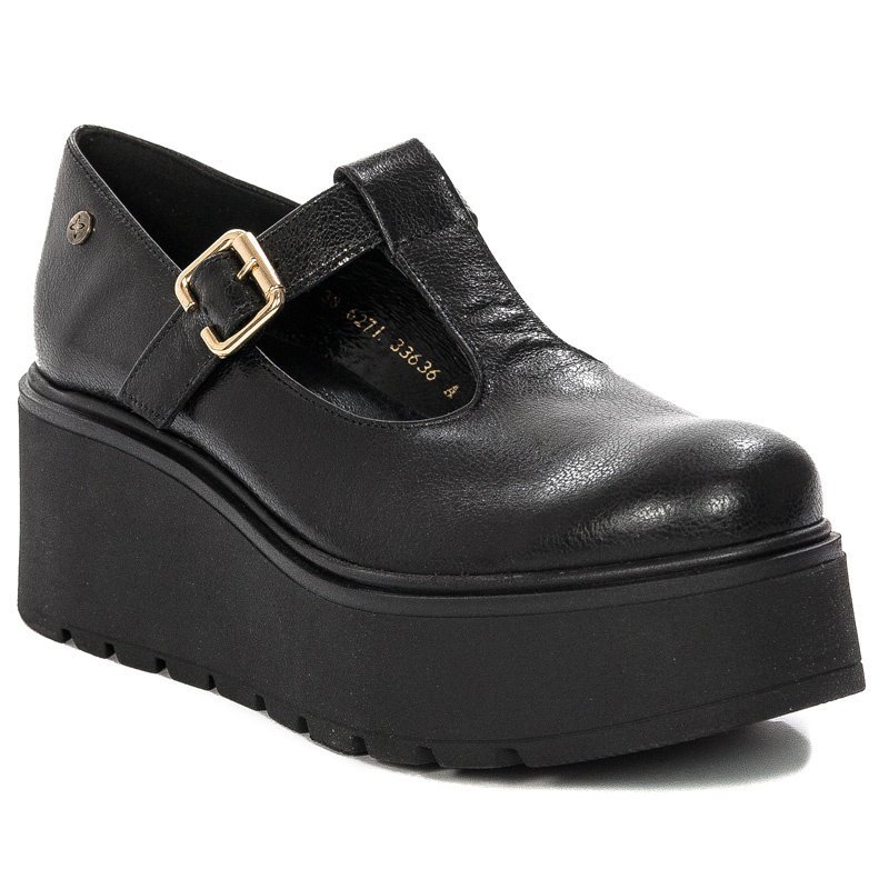 Maciejka Półbuty damskie skórzane czarne-36