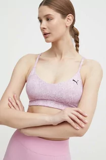 Bielizna sportowa damska - Puma biustonosz do jogi Yogini kolor różowy wzorzysty 525084 - grafika 1