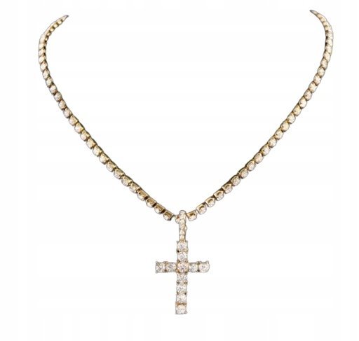 Naszyjnik wisiorek Krzyżyk Z Diamencikami Kryształkami Krzyż Złoty Y2K