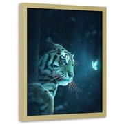 Plakaty - Plakat w ramie naturalnej FEEBY, Tygrys i motyl abstrakcja, 70x100 cm - miniaturka - grafika 1