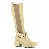 Kozaki damskie - Beżowe kozaki na platformie CARINII - Carinii - miniaturka - grafika 1