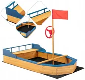 Place zabaw - PIASKOWNICA DREWNIANA STATEK PIRACKI z ławką 171 x 100 x 130cm BEZ DNA - miniaturka - grafika 1