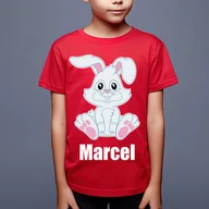 Koszulki dla dziewczynek - Koszulka wielkanocna (imię) - zając - koszulka dziecięca - miniaturka - grafika 1