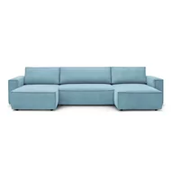 Narożniki - Jasnoniebieski sztruksowy rozkładany narożnik Bobochic Paris Nihad Panoramique - miniaturka - grafika 1