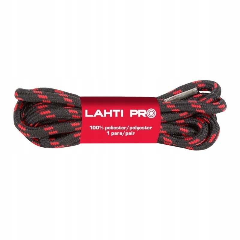 Sznurówki sznurowadła OKRĄGŁE czarno-czerwone 150 cm LAHTI PRO