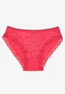 Majtki damskie - Fuksjowe Bawełniane Majtki Figi z Koronką z Przodu Bivora - miniaturka - grafika 1