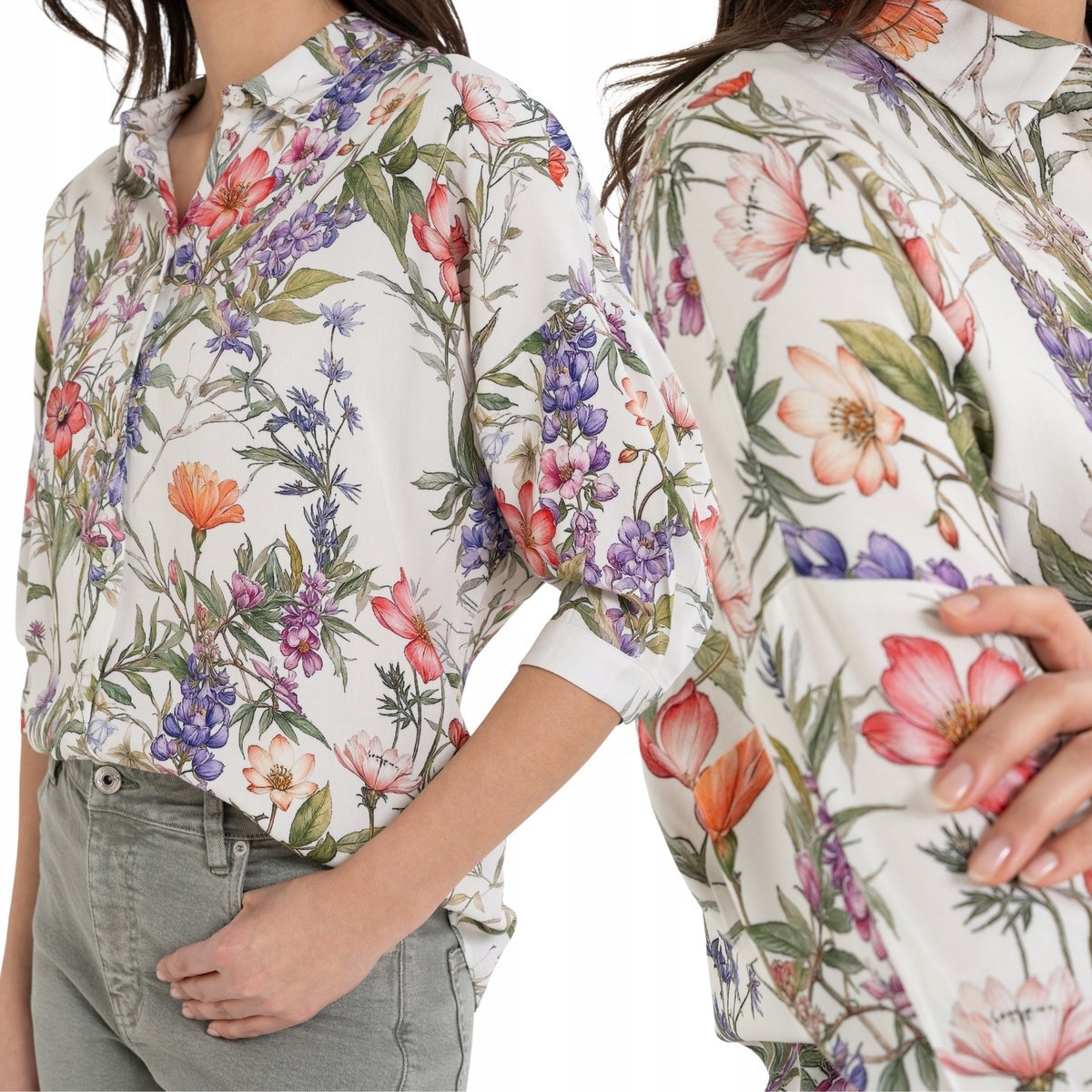 KOSZULA DAMSKA OVERSIZE 100% WISKOZA LEKKA ELEGANCKA CASUAL MORAJ S PATT 1