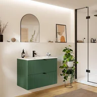 Szafki łazienkowe - Szafka pod umywalkę wisząca w paski – Zielona matowa – 80 cm – ZEVINI - miniaturka - grafika 1