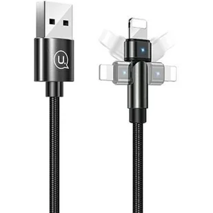 USAMS Kabel pleciony obrotowy U60 2A Lightning czarny/black 1m SJ476USB01 (US-SJ476) - Kable USB - miniaturka - grafika 1