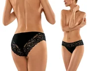 Bielizna nocna - Babell 135 Koronkowe Figi bawełniane Czarny L - miniaturka - grafika 1
