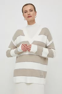 Pepe Jeans sweter z domieszką wełny damski kolor beżowy - Swetry damskie - miniaturka - grafika 1