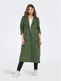 ONLY Trencz Chloe 15242306 Zielony Regular Fit - Płaszcze damskie - miniaturka - grafika 1