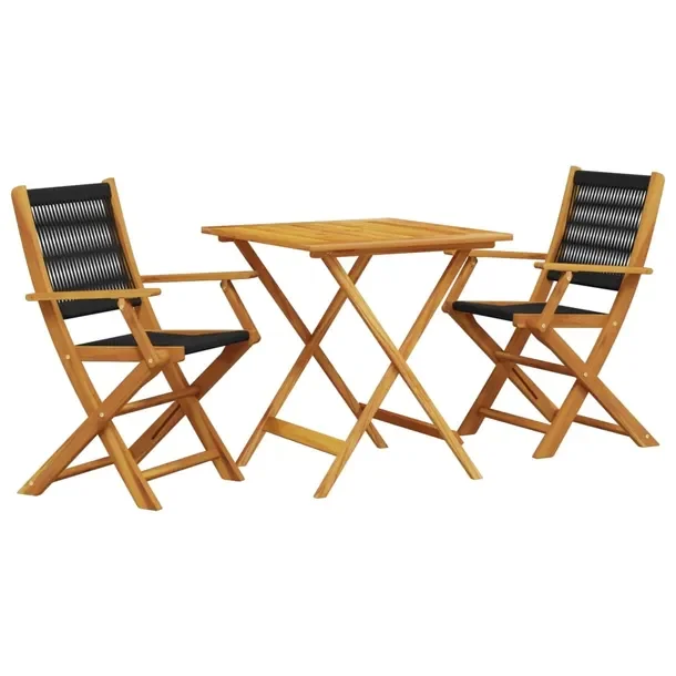 Zestaw Mebli Bistro z Litego Drewna Akacjowego, Stół 70x70x75cm, Krzesła
