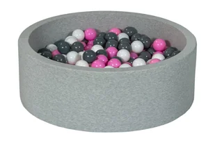 Suchy basen dla dziecka z piłeczkami 300szt (biały, pudrowy róż, szary) - Suche baseny - miniaturka - grafika 1