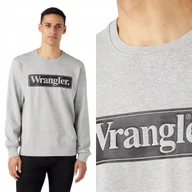 Bluzy męskie - Wrangler SEASONAL CREW Mid Grey Melee SZARA BLUZA Z LOGO REGULAR FIT XXL - miniaturka - grafika 1