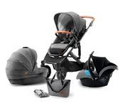Wózki dziecięce - Kinderkraft Prime 2 Mink Pro wózek wielofunkcyjny 3w1 Shadow Grey - miniaturka - grafika 1