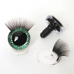 Oczy Oczka z Rzęsami 16mm 1Para do maskotek brokatowe Zielone bezpieczne - Prace ręczne dla dzieci - miniaturka - grafika 1