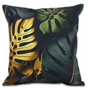 Poduszki dekoracyjne - Poduszka wodoodporna Botanic z filtrem UV 45x45 Black Gold liscie czarna złota Domarex - miniaturka - grafika 1