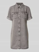 Sukienki - Taliowana sukienka jeansowa z czystej bawełny - miniaturka - grafika 1