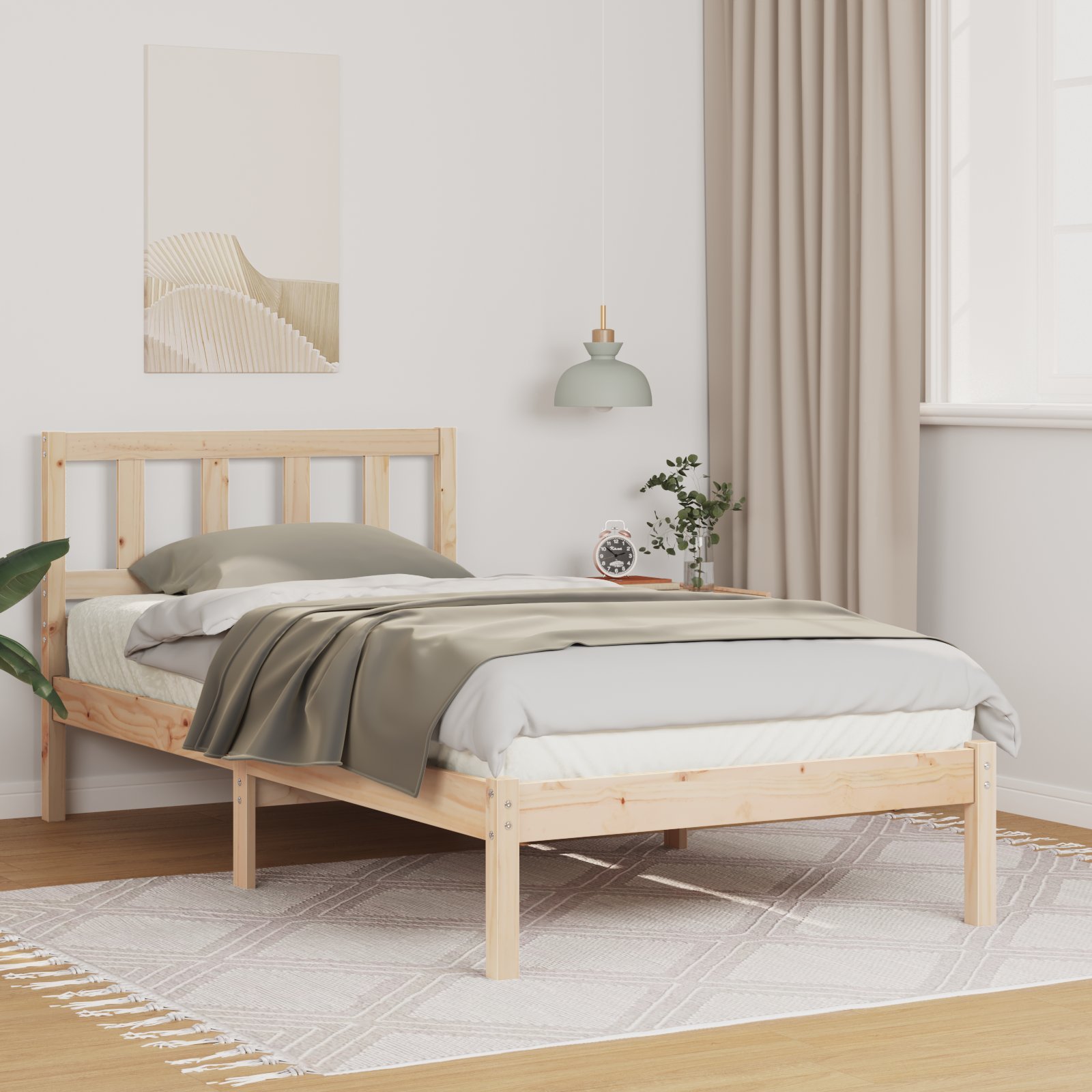 vidaXL Ramka łóżka Brązowy 100 x 200 cm Lite drewno sosnowe