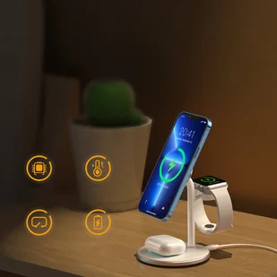Choetech T585-F indukcyjna stacja ładująca 3w1 iPhone 12/13, AirPods Pro, Apple Watch biały - Ładowarki do telefonów - miniaturka - grafika 9