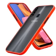 Etui i futerały do telefonów - Pokrowiec Etui Do Samsung Galaxy A20s w Matowe Czerwono - Czarne Guziki TPU Hard Case Obudowa Ochronny Cadorabo - miniaturka - grafika 1