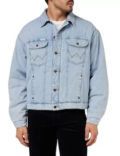 Wrangler Męska kurtka z podszewką Trucker Denim, SCARE CROW​, M - Kurtki męskie - miniaturka - grafika 1