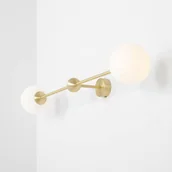 Lampy ścienne - Kinkiet Alison, 2-punktowy, mosiądz/biały, 89cm - miniaturka - grafika 1