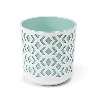 Doniczka z wkładem biały-miętowy Aztek 30 cm - Donice - miniaturka - grafika 1
