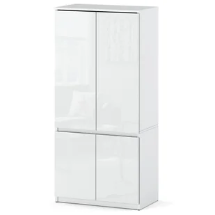 Szafa Nowoczesna Do Sypialni Przedpokoju Posti 80cm Półki Biały Połysk - Szafy - miniaturka - grafika 1