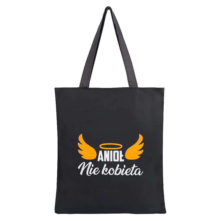 Torba na zakupy shopper czarna– anioł nie kobieta