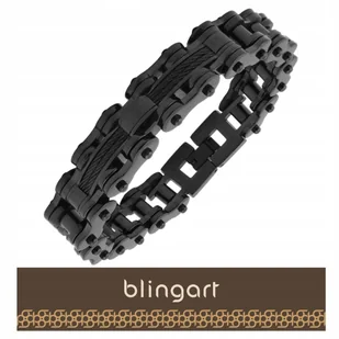 BLINGART Męska bransoletka łańcuch motocyklowy MOTO CHAIN czarna STAL 316L - Bransolety męskie - miniaturka - grafika 1