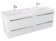 Szafki łazienkowe - Szafka Wisząca Z Umywalką ATH 120 cm DUO - Biały Mat - Uchwyty Chromowane - miniaturka - grafika 1