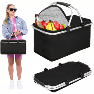 Torba termiczna 47x28x23 cm kosz termiczny piknikowy na jedzenie czarny - Torby termiczne - miniaturka - grafika 1