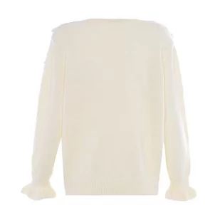 Naemi Damski słodki kardigan z koronkowym kołnierzem dla lalek akryl wełna biała rozmiar XS/S, biały (wollweiss), XS - Swetry damskie - miniaturka - grafika 1