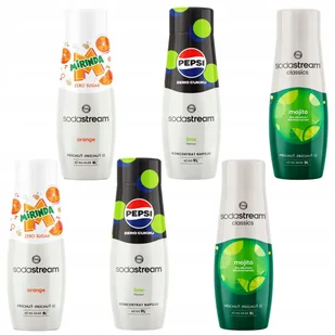 ZESTAW SYROPÓW SODASTREAM 2x PEPSI MAX LIME, 2x MIRINDA ZERO, 2x MOJITO - Syropy i koncentraty owocowe - miniaturka - grafika 1