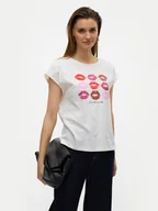 Koszulki i topy damskie - Vero Moda T-Shirt Cysma 10328272 Biały Regular Fit - miniaturka - grafika 1