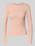 Bluzki damskie - Bluzka z długim rękawem, efektem prążkowania i okrągłym dekoltem - miniaturka - grafika 1