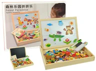Tablice dla dzieci - LEANToys Drewniana Tablica Dwustronna Kreda Magnesy ze Zwierzątkami 9112 - miniaturka - grafika 1